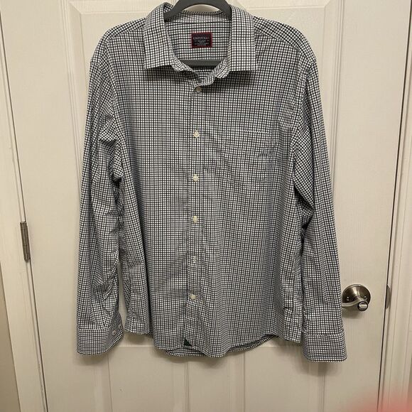 UNTUCKIT Slim Fit Wrinkle Free Button Down Shirt Blue Green White Check 2XL - Picture 2 of 4